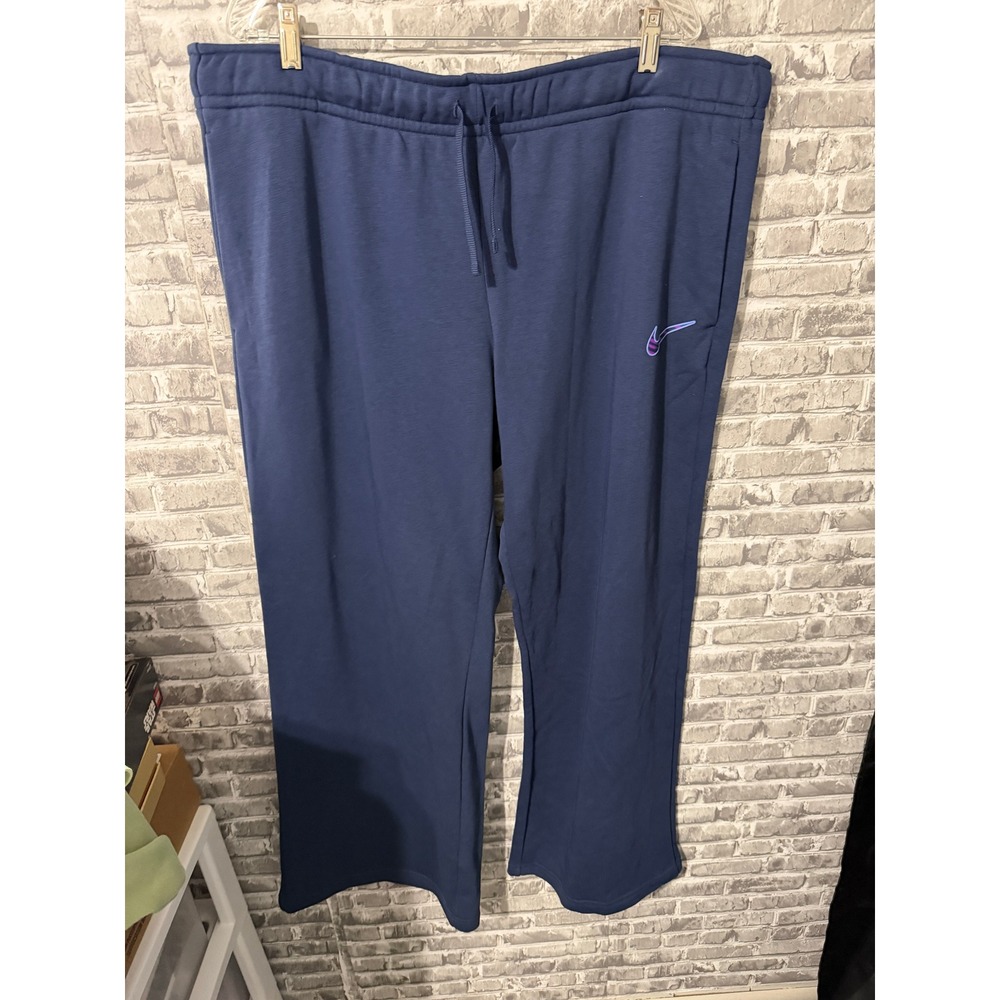 Nike Womens Mid Rise Wide Leg Sweatpants Navy Blue IH7800-410 XXL NWT
